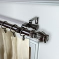 thumbnail image 2 of 1" Dia Adjustable 170"-240" Double Curtain Rod with Etta Finials - Mahogany,(100-03-1606-D), 2 of 3