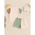 thumbnail image 6 of vera natura Toddler Boys Summer Outfits Pocket Contrast Color Short Sleeve T-Shirts Tops Elastic Waist Shorts 2Pcs Clothes Set, 6 of 9