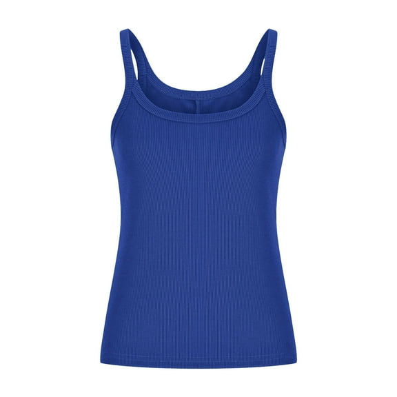 ZQUUVOU Women's Ribbed Knit Tank Top Scoop Neck Casual Solid Color Sleeveless Soft Basic Blouse Summer Breathable Top Blue