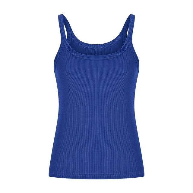 Yuyuzo Plus Size Tank Tops for Women Ribbed Knit Sleeveless Crop Tops Round Neck Slim Fitted Soft Base Layer Camis Tees
