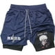 thumbnail image 3 of Pantalones cortos deportivos con estampado de Anime para hombre, Shorts deportivos informales para gimnasio, entrenamiento atlético, malla para correr, 2 en 1, 3 of 5