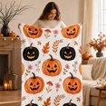 thumbnail image 3 of Halloween Throw Blanket, Soft Plush Fleece Throw Blanket, Cozy Black Orange Pumpkin Floral Leaf Mushroom Blanket,Halloween Holiday Decor for Halloween Party Sofa Bed Living Room Indoor Use,59x79Inch, 3 of 4