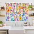 thumbnail image 2 of Spring Floral Kitchen Curtains 72 Inch Length, Watercolor Botanical Colorful Summer Grommet Top Bedroom Living Room Curtains, Light Filtering Cafe Curtain Drapes 2 Panels Set 104''x72'', 2 of 9