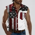 thumbnail image 2 of VBTAPA Mens 4th of July Shirts American Flag Sleeveless Button Down Shirt Independence Day Patriotic Retro Vest Sales of Today Multicolor XXL, 2 of 6