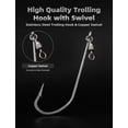 thumbnail image 5 of BLUEWING Trolling Hook with Swivel Stainless Steel Fishing Hooks 5pcs Extra Sharp Fish Hooks for Freshwater Saltwater Fishing, Size 14/0, 5 of 7