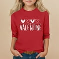 thumbnail image 2 of TQWQT Girls 3/4 Sleeve Valentines Shirts Trendy Heart Graphic Shirts Size 5-6 Cute Girls Tops Shirt Kids Crew Neck Tshirt Love Heart Tween Girls Clothes, 2 of 5