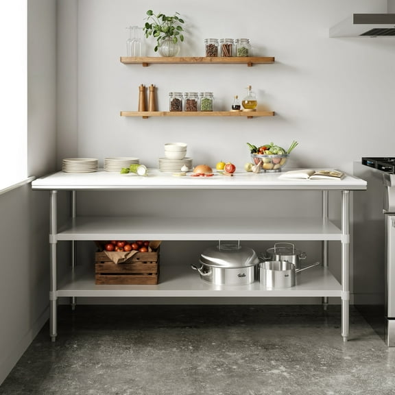 Flash Furniture Reader Portable Prep and Work Table 18 2 Galvanized Steel Undershelves