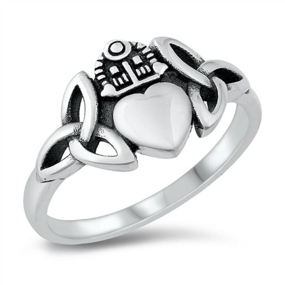 Sterling Silver Celtic Claddagh Ring Size 7