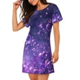 thumbnail image 2 of Easygdp Purple Bubble Abstract Art Camisón de manga corta para mujer, informal, estampado, 2 of 6