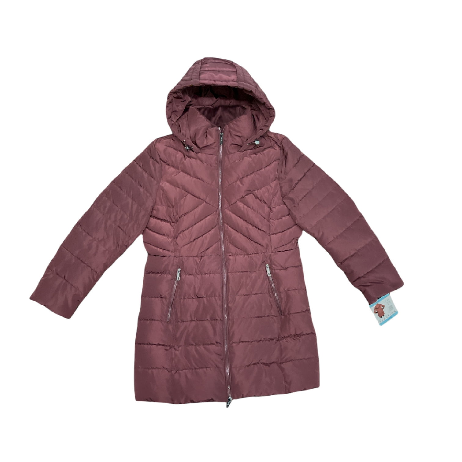 Kenneth Cole Reaction Women's Plush Collar 50/50 Down Quilted Long Jacket  (Cabernet, L) - Walmart.com