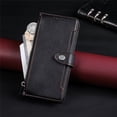 thumbnail image 3 of Wallet Case for Samsung Galaxy S26+ 5G 6.7-inch, Litchi Leather Flip Zipper Purse Cover with Card Holder, Detachable Wristlet, Kickstand Shockproof Protective Phone Case,Black,For Galaxy S26+ (5G), 3 of 9