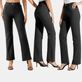 thumbnail image 2 of hoksml Women's High-Waisted Straight Leg Pants Stretch Office Trousers for Business Casual, Comfortable Work Pants Solid Color Elastic Waist Dress Pants for Women, 2 of 9