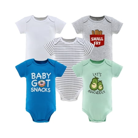 UPC: 0841297170379 | The Peanutshell Baby Boy or Baby Girl Short Sleeve Bodysuits 5 Pack Food Themed Sayings