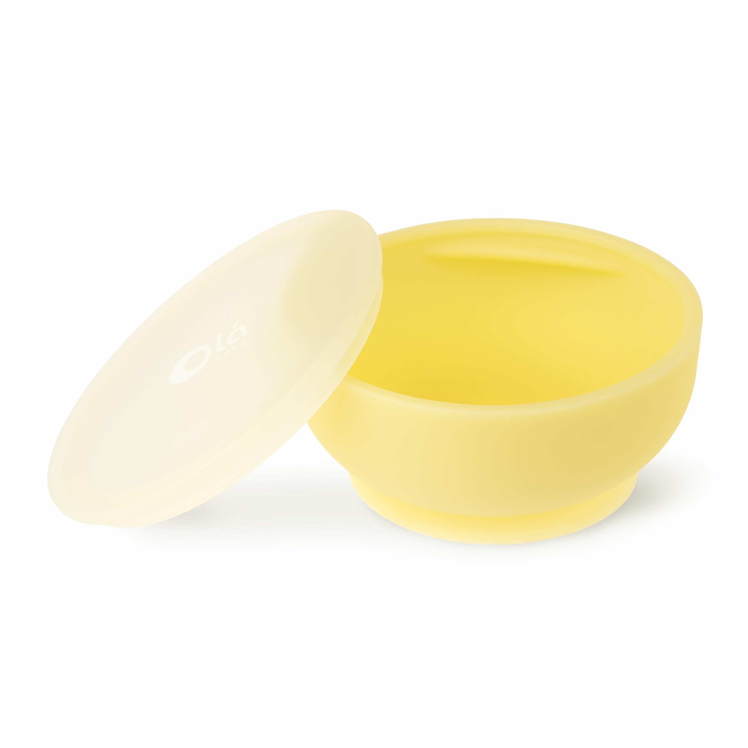 Olababy 100% Silicone Suction Bowl with Lid Bundle for Independent Feeding Baby and Toddler (Lemon + Blueberry)
