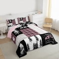 thumbnail image 3 of Homewish Safari Wolf Silhouette Bedding Comforter Set,Rustic Plant Pine Tree Twin Comforter Sets,Pink Gray Black Bedding Set For Girl Boys,Luxury Bedroom Decor Reversible,2pcs, 3 of 8