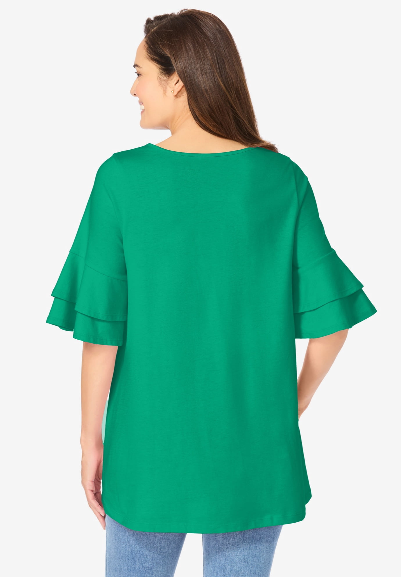 Plus Size Ruffled Elbow-Sleeve Tunic - image 2