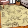 thumbnail image 3 of Jurassic Decorative Rug, Arrangement of Various Dinosaurs Illustrations Skeleton Biology Historic, Quality Carpet for Bedroom Dorm and Living Room, 6 Sizes, Pale Yellow, by Ambesonne, 3 of 4