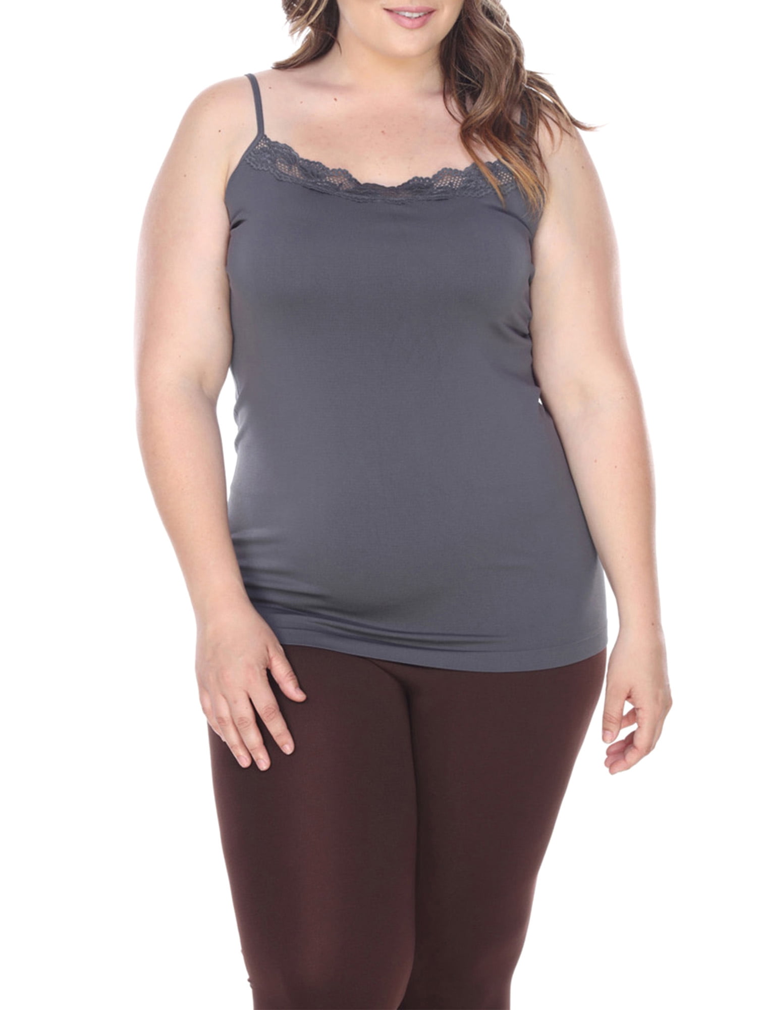 Women's Plus Size Lace Trim Tank Top