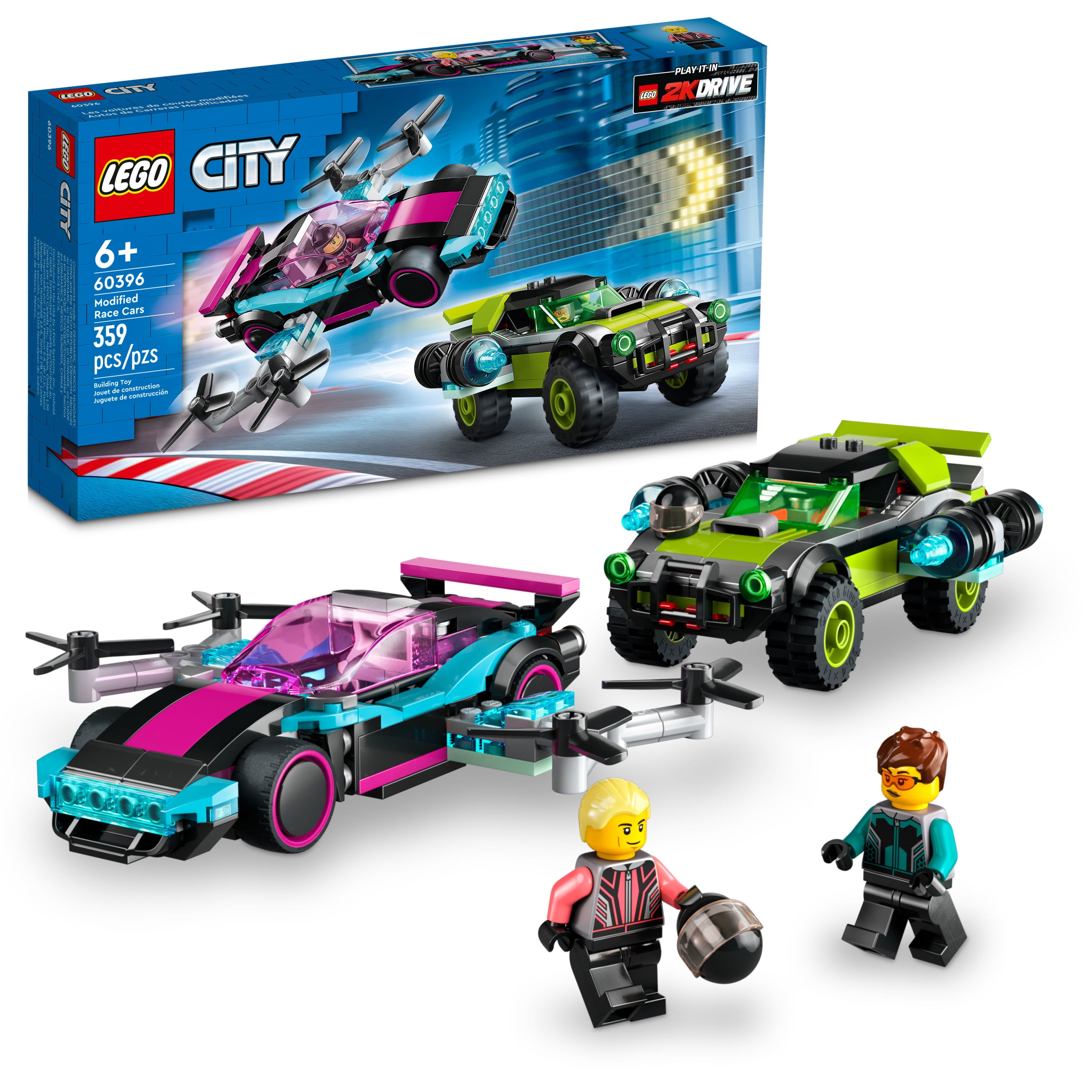 LEGO City Modified Race Cars 60396 Toy Car Building Set, Includes 2