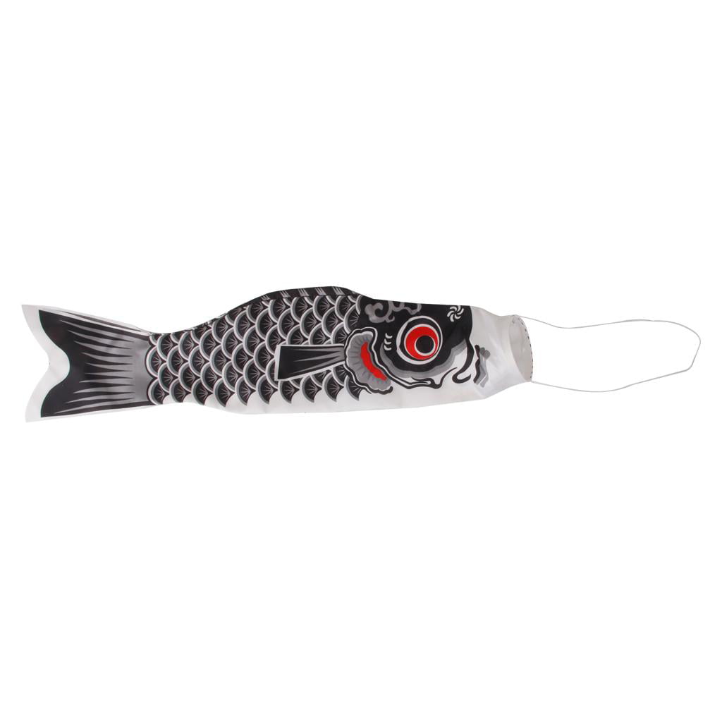 70cm Japanese Windsock Carp Flag Koinobori Decor Fish Wind Streamer Black 