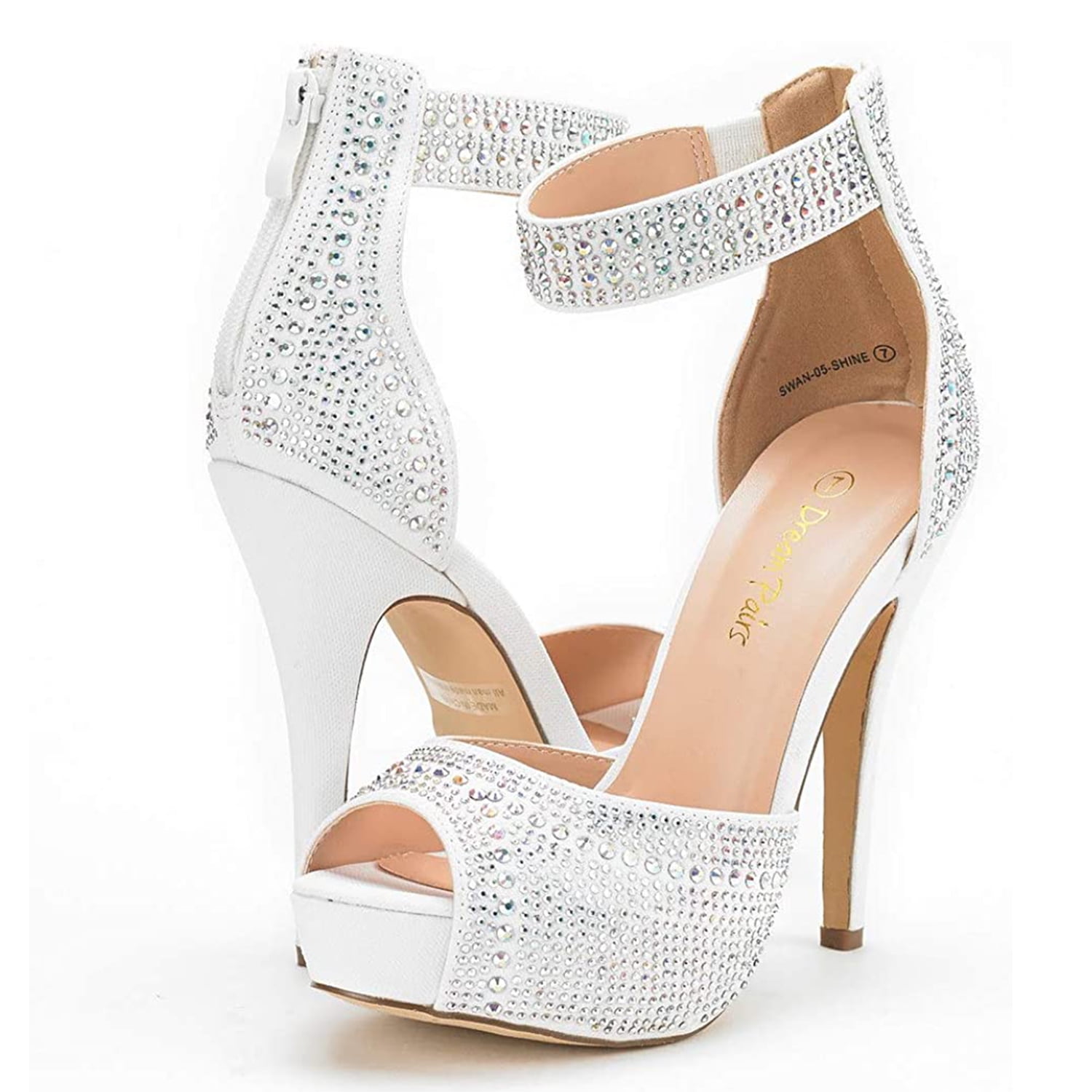 Dream Pairs Women's Fashion High Heel Platform Dress Pump Shoes  SWAN-05-SHINE SHINE/WHITE Size 9 - Walmart.com