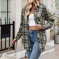 thumbnail image 2 of Womens Work Shirts Tops Flannel Plaid Button Down Oversized Long Sleeve Jacket Fall Clothes for Women Tees Blouses Beige Size S, 2 of 8