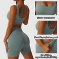 thumbnail image 3 of Conjuntos de entrenamiento para mujer, camiseta sin mangas acanalada de 2 piezas, sin costuras, cintura alta, conjunto de gimnasio, conjuntos cortos de yoga, 3 of 6