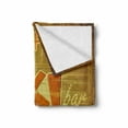 thumbnail image 2 of Tiki Bar Soft Flannel Fleece Throw Blanket, Wooden Planks on Wall Styled Text Cocktail Hibiscus Aloha, Cozy Plush for Indoor and Outdoor Use, 60" x 80", Brown Orange Pink, by Ambesonne, 2 of 6