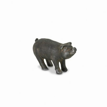 5 in. Cast Iron Pig Hand Painted Sculpture, Black