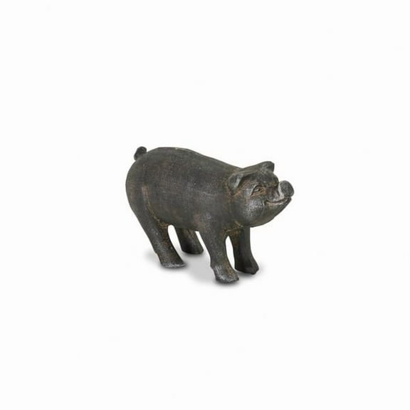 5 in. Cast Iron Pig Hand Painted Sculpture, Black