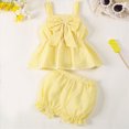 thumbnail image 2 of Xudanell Newborn Girl Outfits Cute Baby Sleeveless Bowknot Tank Top and Elastic Waist Shorts Set Summer Clothes for Infant Girls Yellow 3-6 Months, 2 of 7