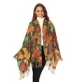 thumbnail image 3 of FORMRS Womens Scarf Winter Soft Long Big Warm Shawls Wrap Tassel Scarves, Colorful Autumn Leaves, 3 of 9