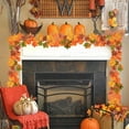 thumbnail image 1 of Artificial Maple Leaf Garland for Stairs and Doors - 78-Inch Fall Home Decor with Realistic Orange Foliage, 1 of 6