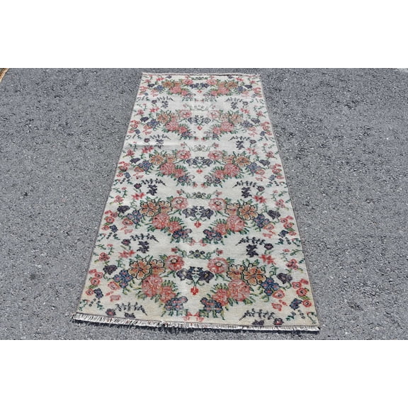 Beige Floor Rug, Rugs For Nursery, Vintage Rug, Bohemian Kitchen Rug, Antique Rug, Turkish Rug, 3.1x5.9 ft Accent Rug, Organic Entry Rug
