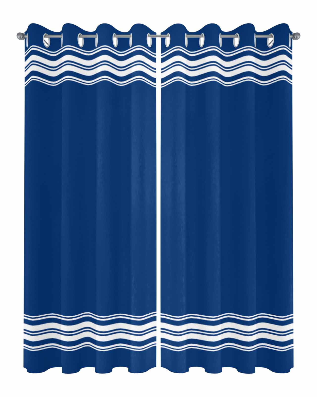 Outdoor Curtains for Patio, Blue Striped Waterproof Blackout Outside Curtain for Porch/Pergola/Gazebo, Farmhouse Blue White Stripes Thermal Insulated Drapes for Cabana, 2 Panels, 54 x 84 Inch
