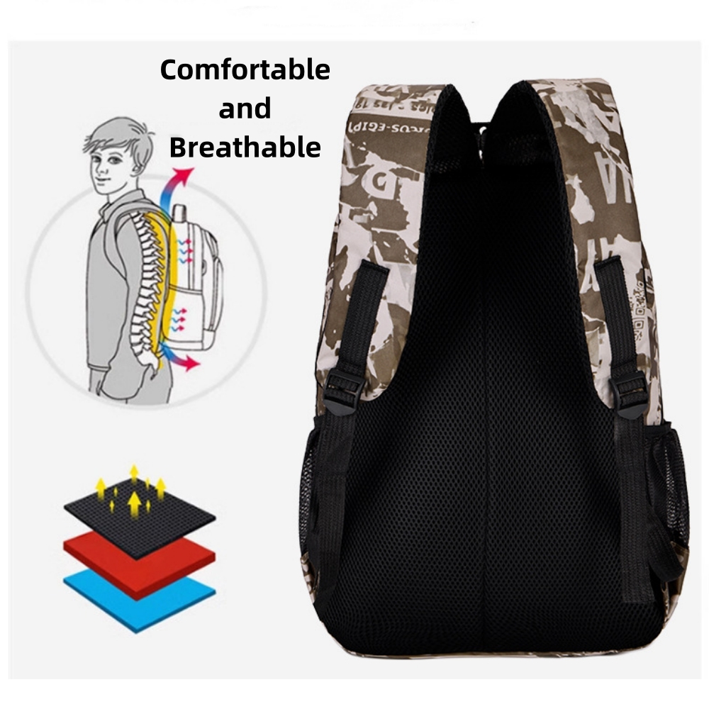 Mochila escolar para niños y niñas, camuflaje, con compartimento para laptop, múltiples bolsillos, para niños y adolescentes, amarilla 4