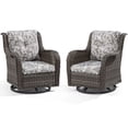 thumbnail image 2 of Meetleisure 2 Pieces Outdoor Patio Furniture Wicker Swivel Chair with Cushions for Backyard, Smoky Leaf, 2 of 6