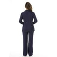 thumbnail image 3 of #FollowMe Womens Button-Down Pajama Pant Set with Notch Collar  Elegant & Comfortable Sleepwear (Navy / Cream Rayon Spandex, 1X), 3 of 3