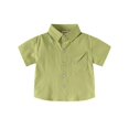 thumbnail image 5 of Boy's Summer Dress Shirt Classic Short Sleeve Button Down School Uniform Comfortable Breathable Casual T-Shirt with Chest Pocket, 110, 5 of 5