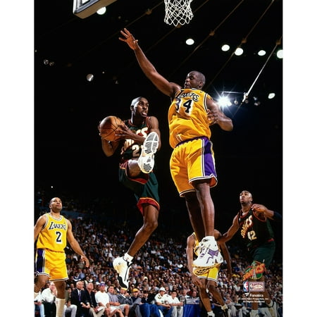 Gary Payton Seattle Supersonics Unsigned Hardwood Classics Layup vs. Shaquille O'Neal Photograph