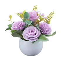 Zmeidao Artificial Flowers with Vase, Silk Rose Bouquets Decoration for Table Centerpieces Decor Home Office Farmhouse