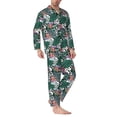 thumbnail image 2 of Daiia Tropical Leaves for Men's Long-Sleeved Pajama Set – Soft & Comfortable Sleepwear Button-Up Pajamas Cozy Lounge Wear-XX-Large, 2 of 7