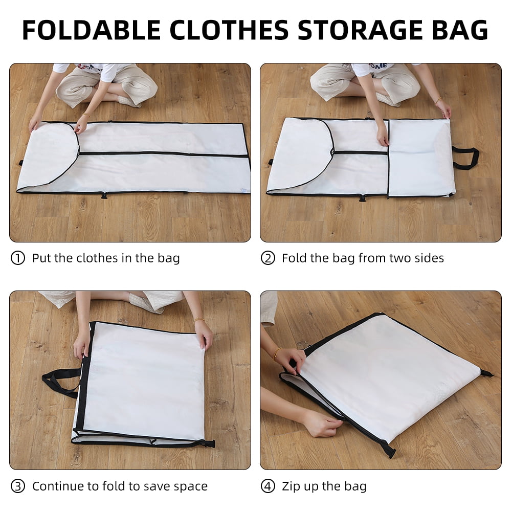 Portable Dust-proof Garment Bag for Travel Cover Full Zipper Hanging Wedding Gown Cover for dresses long, 70" * 4PCS