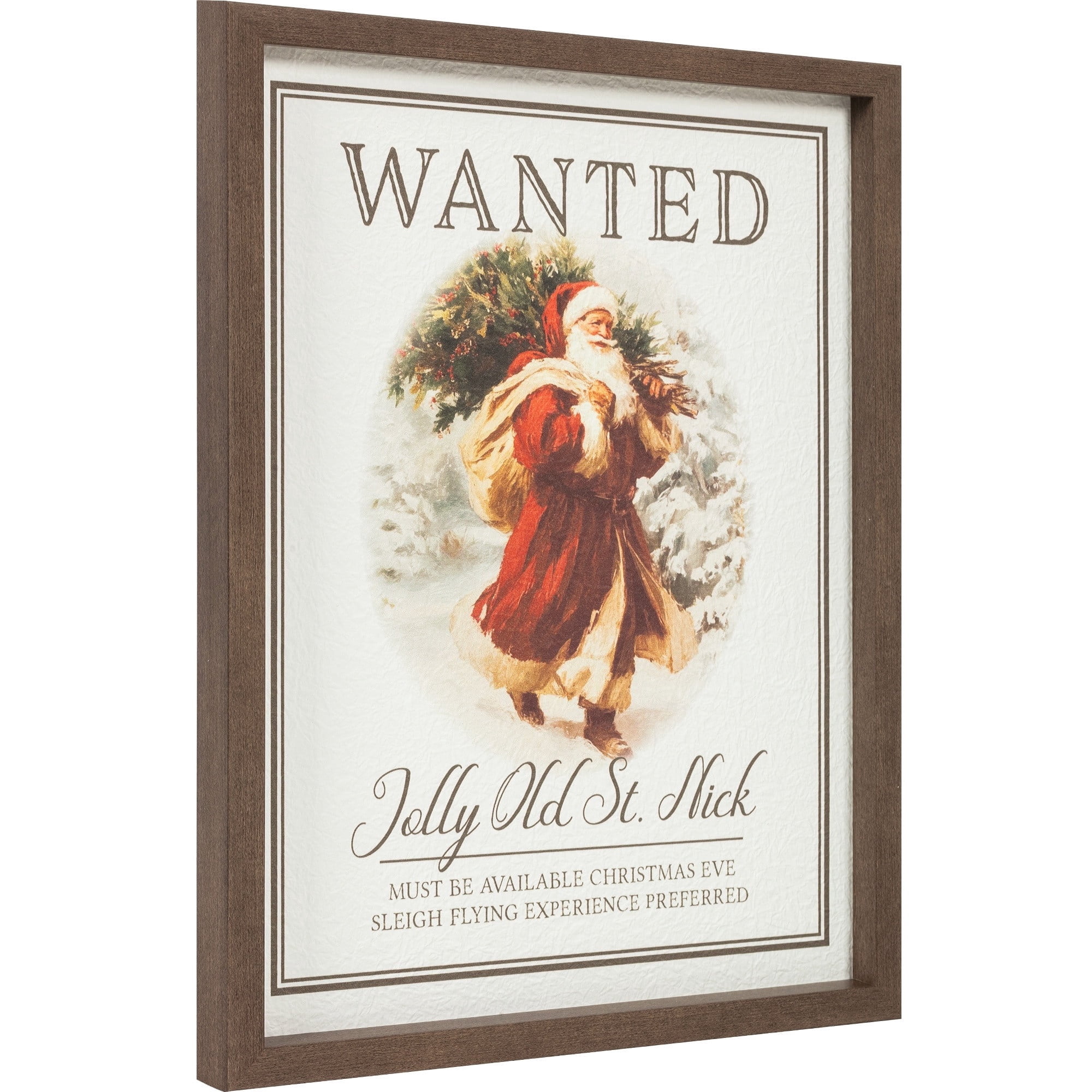 Jolly Old Saint Nick Framed Christmas Wall Art, Multicolor, 12" x 16", by Holiday Time
