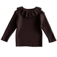 thumbnail image 2 of WRKEKC Little Girl Sweaters Toddler 18 Monts-8 Years Long Sleeve Ruffle Collar Solid Color Ribbed Knit Warm Winter Pullover Multiple Colors, 2 of 3