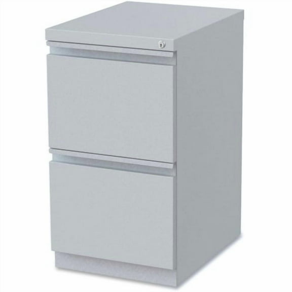 Lorell Mobile Box/Box/File Pedestal File 15" x 19.9" x 27.8" - 2 x Drawer S for File - Letter - Ball-bearing Suspension, Drawer Extension, Durable, Recessed Drawer - Platinum - Steel - Recycled