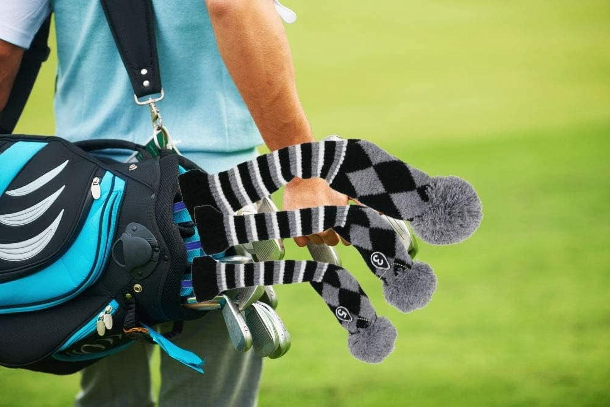 3 pcs/Set Golf Club Pom Pom Knit Cover for Driver, Fairway Wood and Hybrid HeadCovers