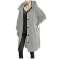 thumbnail image 1 of CNKOO Women‘s Plus Size Solid Color Button Pocket Recreational Hooded Long Sleeve Windbreaker Coat Tops, 1 of 4