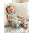 thumbnail image 6 of BemeyourBBs Toddler Baby Girl Summer Clothes Infant Baby Girls Waffled Romper Overalls One Piece Outfit Ruffled Flying Sleeve Backless Solid Color Flared Pants Jumpsuit 6 12 18 24 Months 2 3 4 Years, 6 of 9
