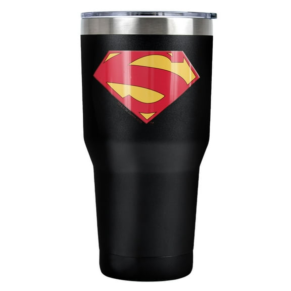 Superman Superman New 52 Shield Logo Pattern Stainless Steel Tumbler 30 oz Coffee Travel Cup, Vacuum Insulated & Double Wall with Leakproof Sliding Lid